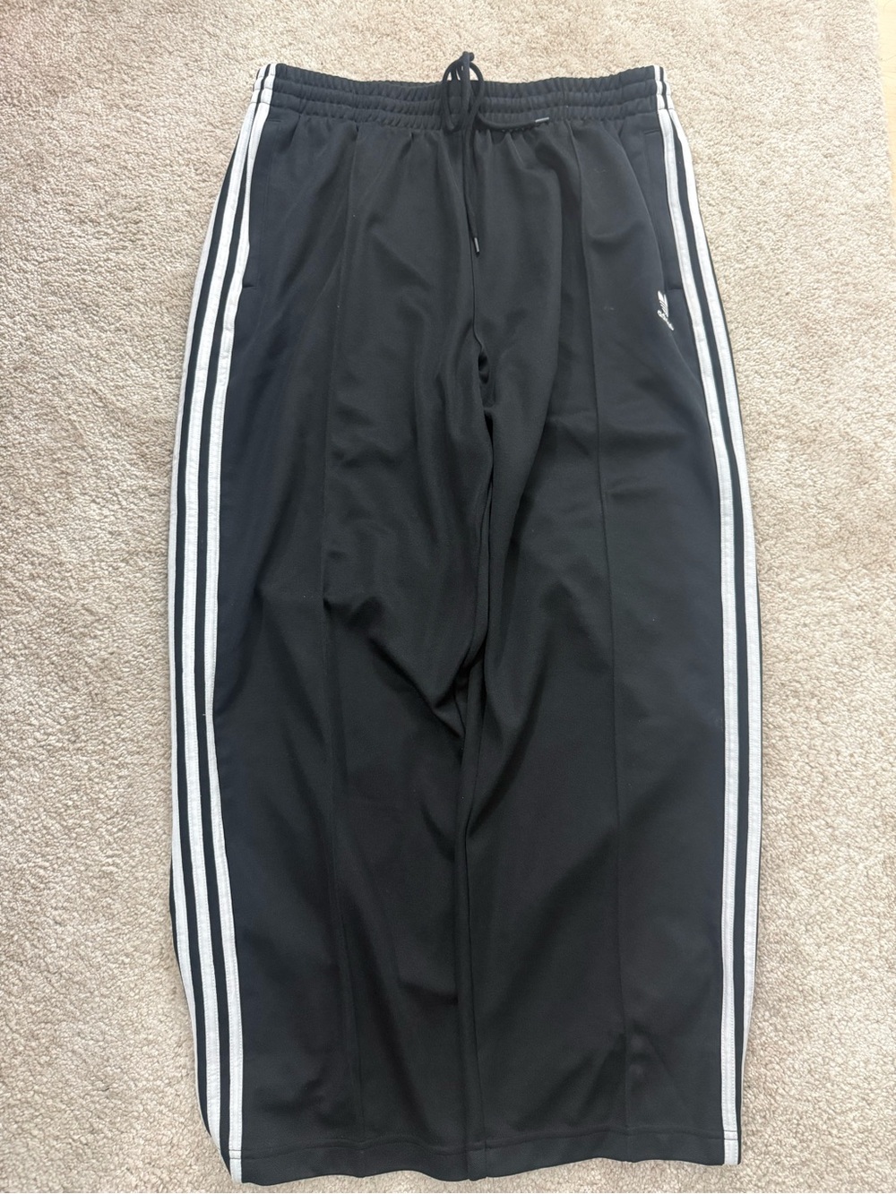 adidas Black Track Pants with White Triple Stripes